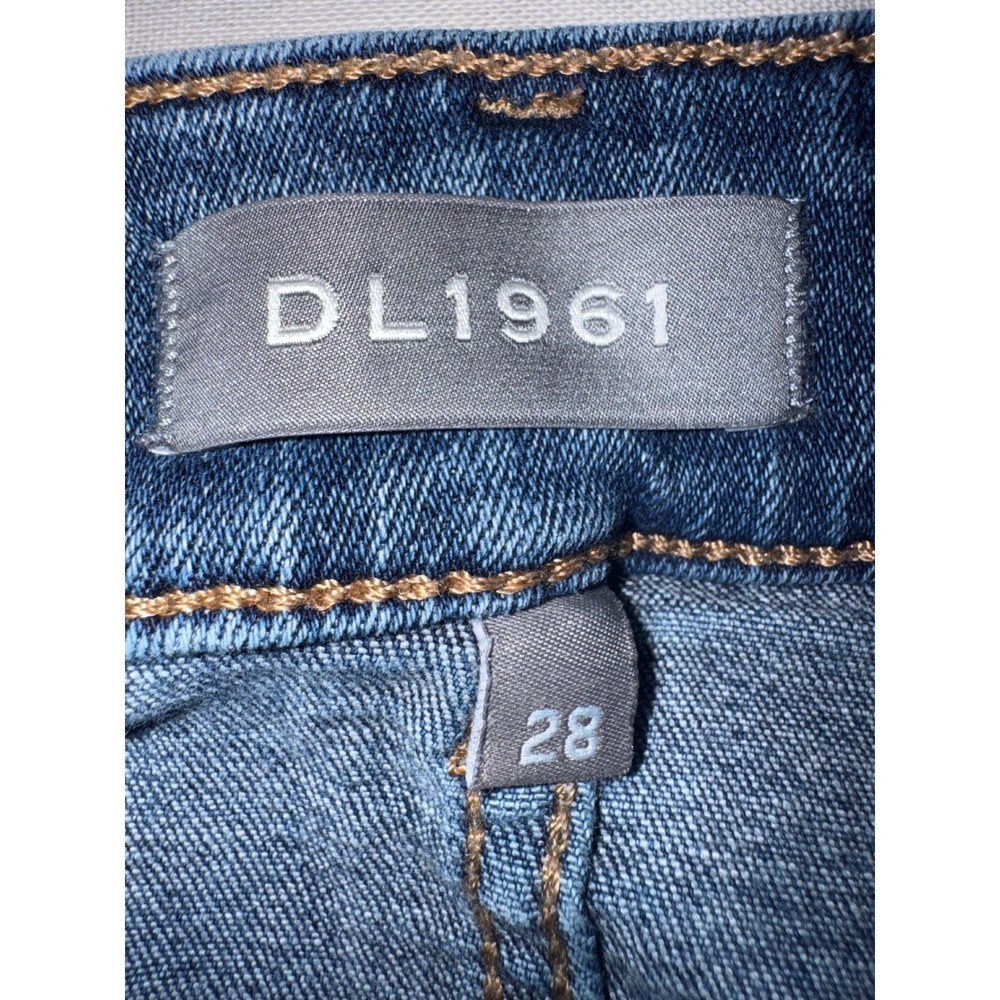 DL1961 Florence Mid Rise Instasculpt Skinny Jeans Delano Blue Distressed Size 28 - Picture 4 of 8